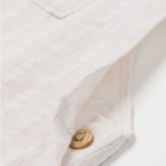 H&M Linen-blend Bib Overalls Cream Ivory striped 4/6m - Picture 8 of 8